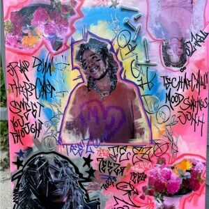 Teezo Touchdown Pink and Purple Graffiti Art Wall Decor